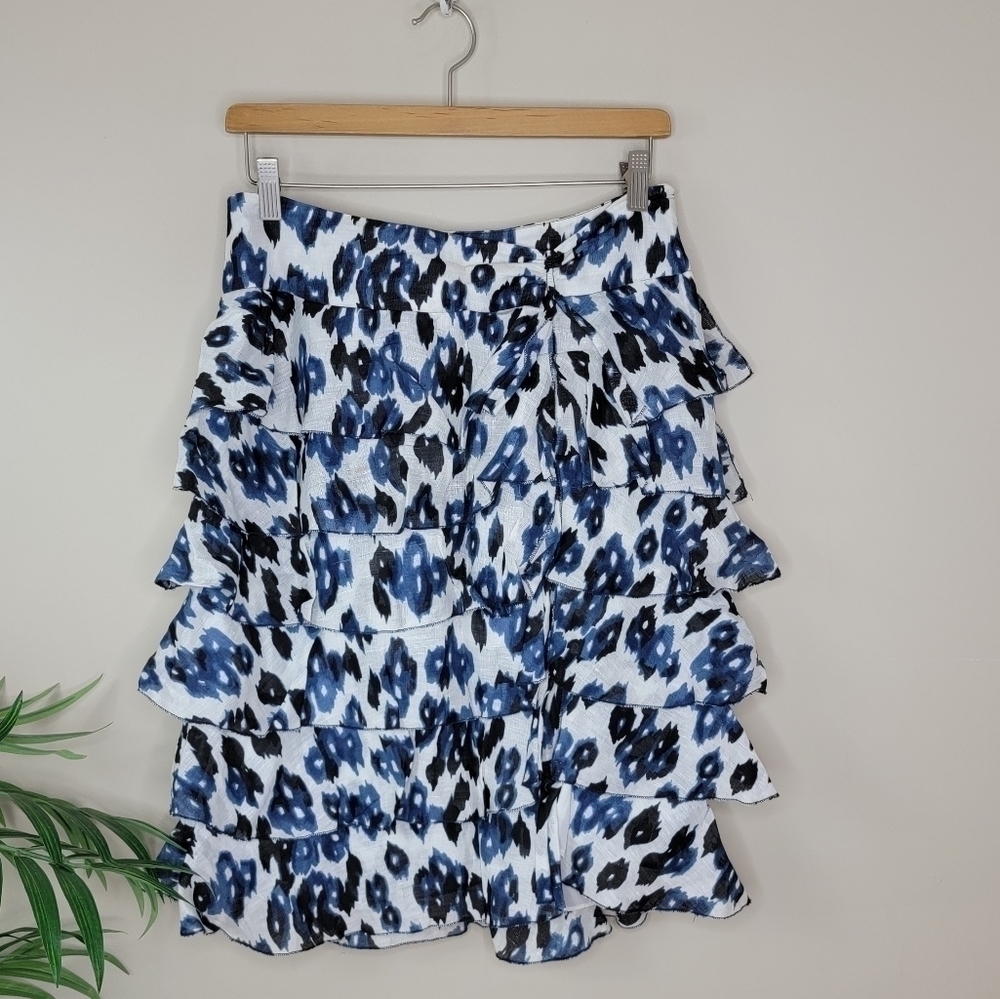 Worth | Navy Print Tiered Layered Full Skirt